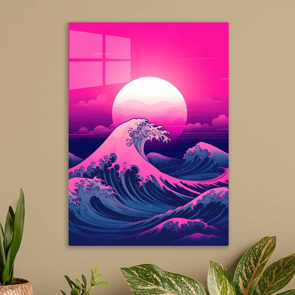 The Great Wave Off Kanagawa in Neon Style