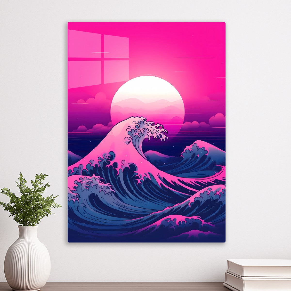 The Great Wave Off Kanagawa in Neon Style