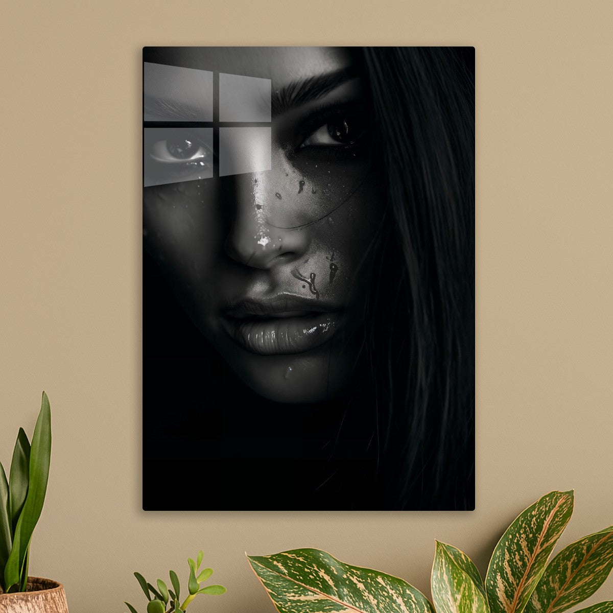 Droplets on a woman's face