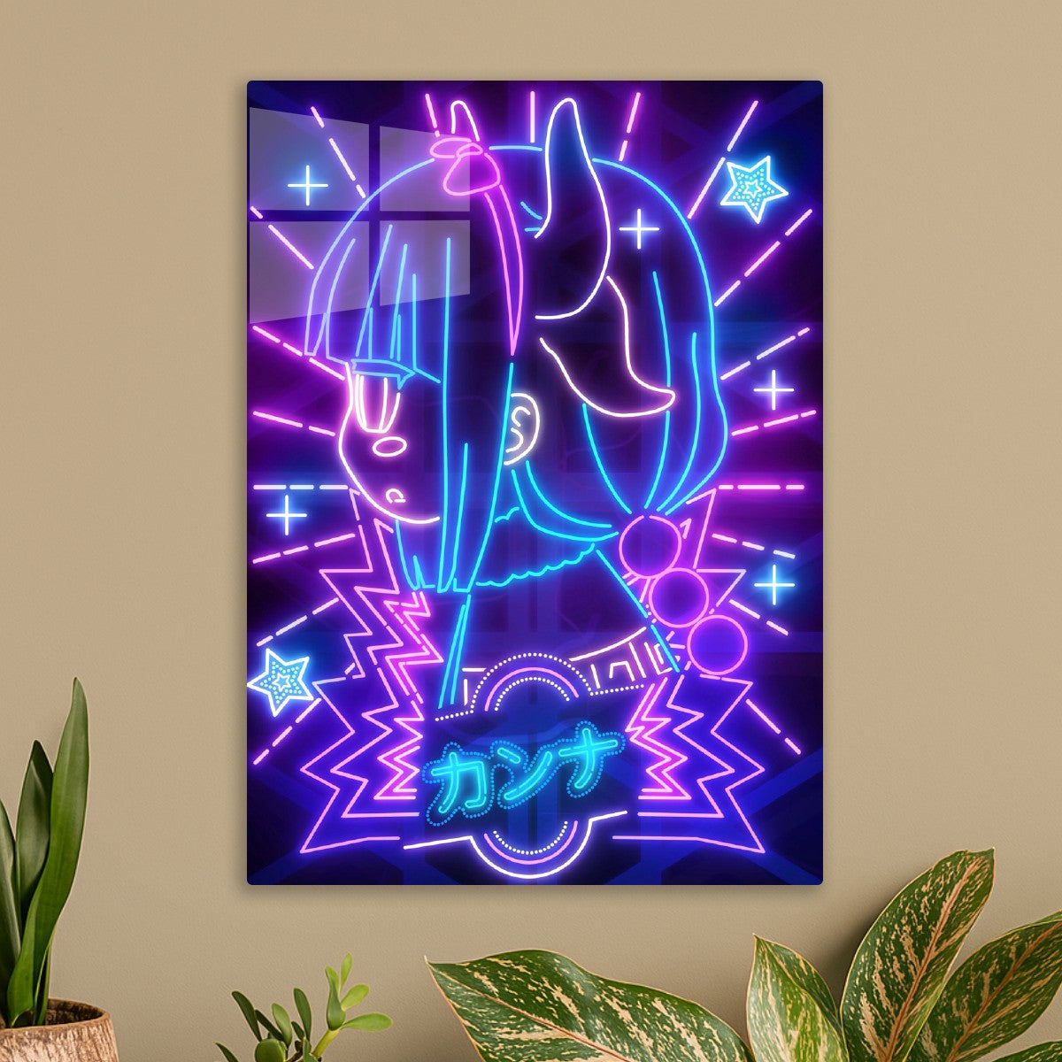 Cute Dragon Girl Neon Art