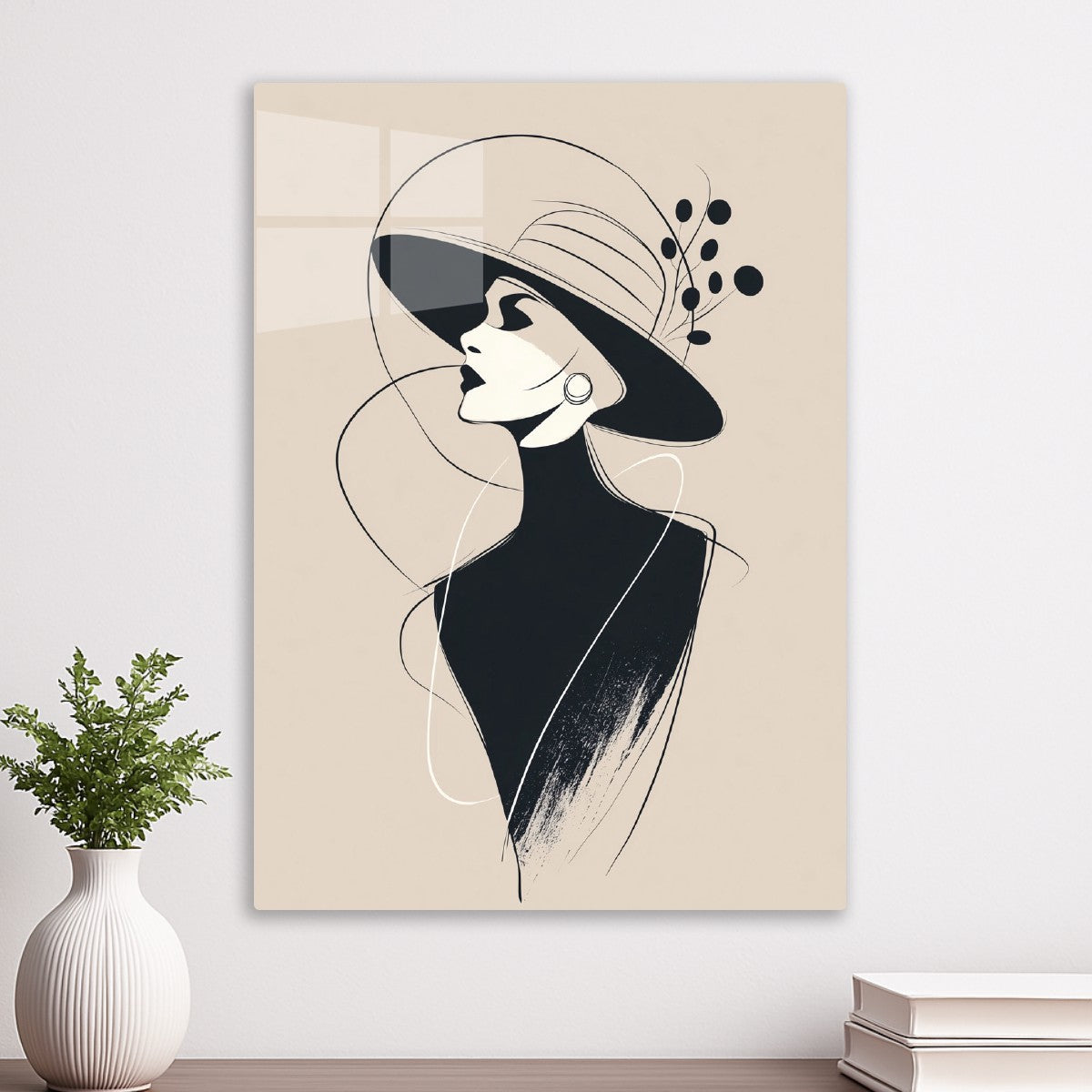 Woman with hat , minimalist