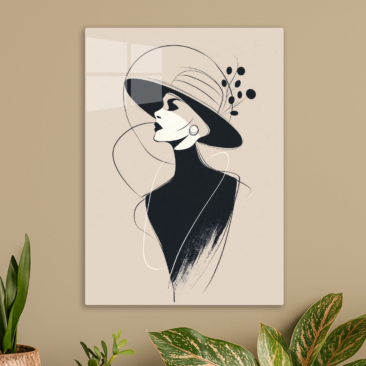 Woman with hat , minimalist