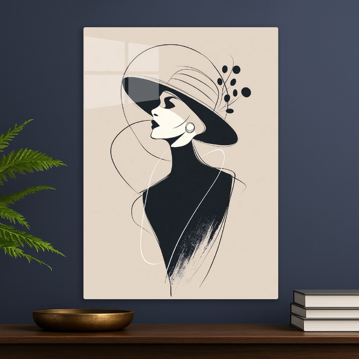 Woman with hat , minimalist