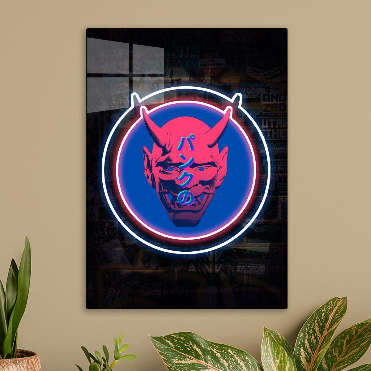 Neon Cyberpunk Japanese Mask