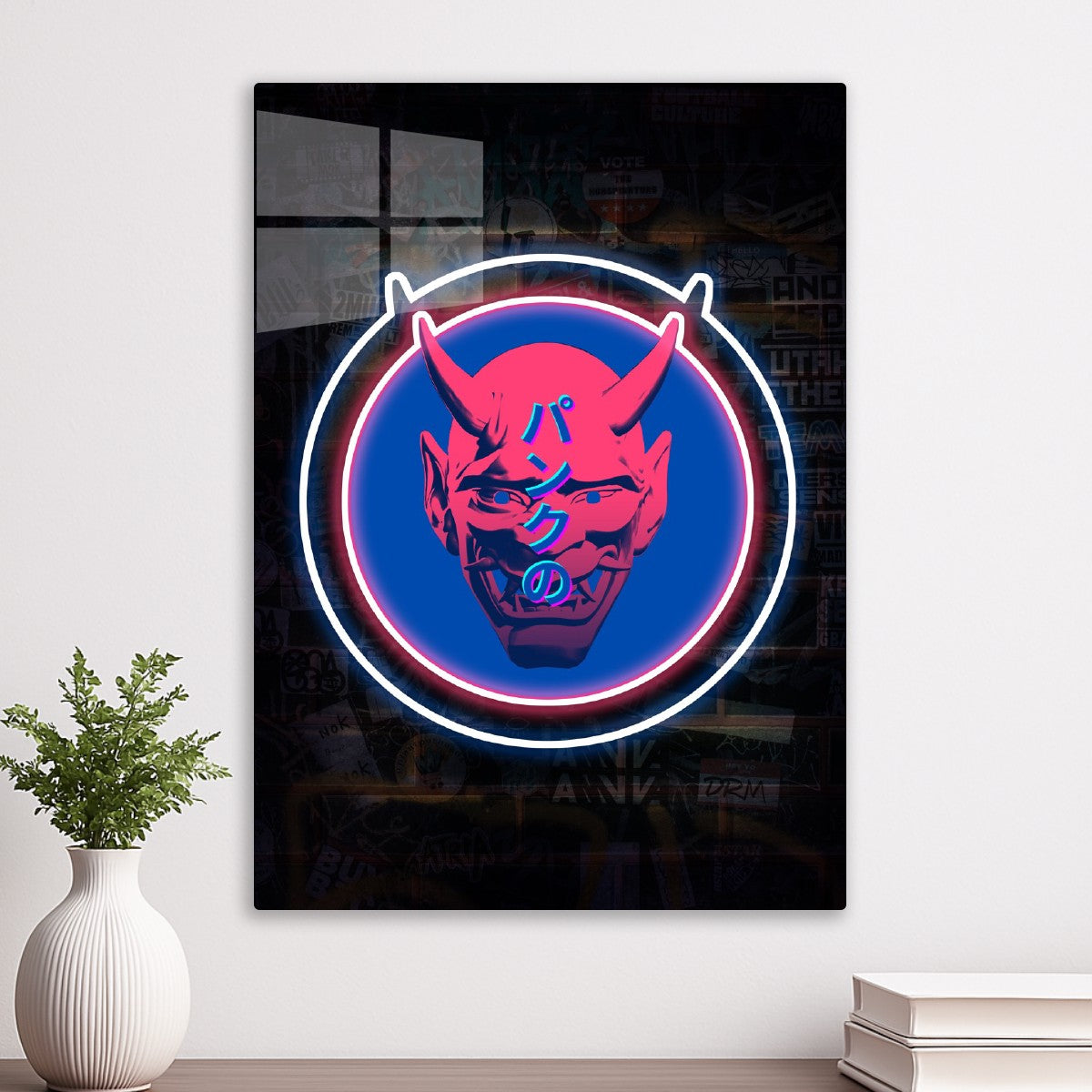 Neon Cyberpunk Japanese Mask