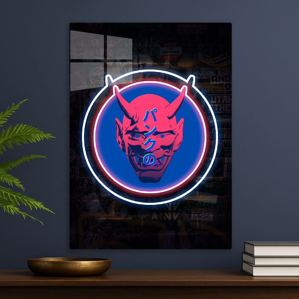 Neon Cyberpunk Japanese Mask