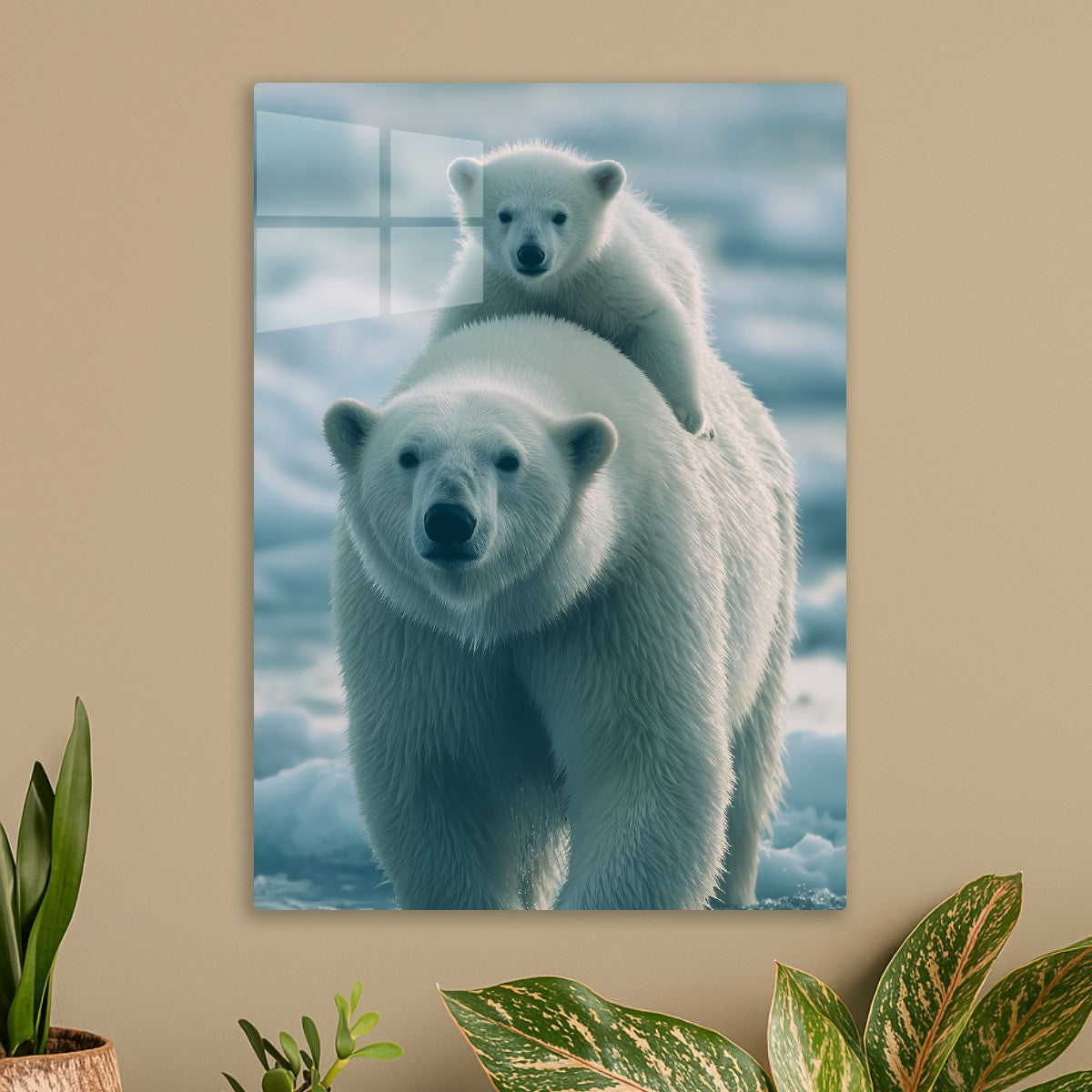 Mother Polar bear and her cub