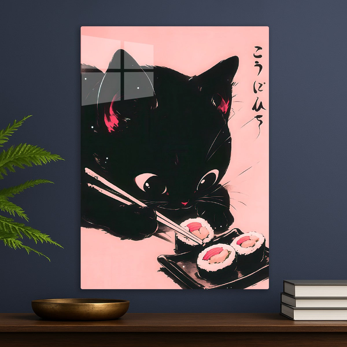 Cat eating sushi