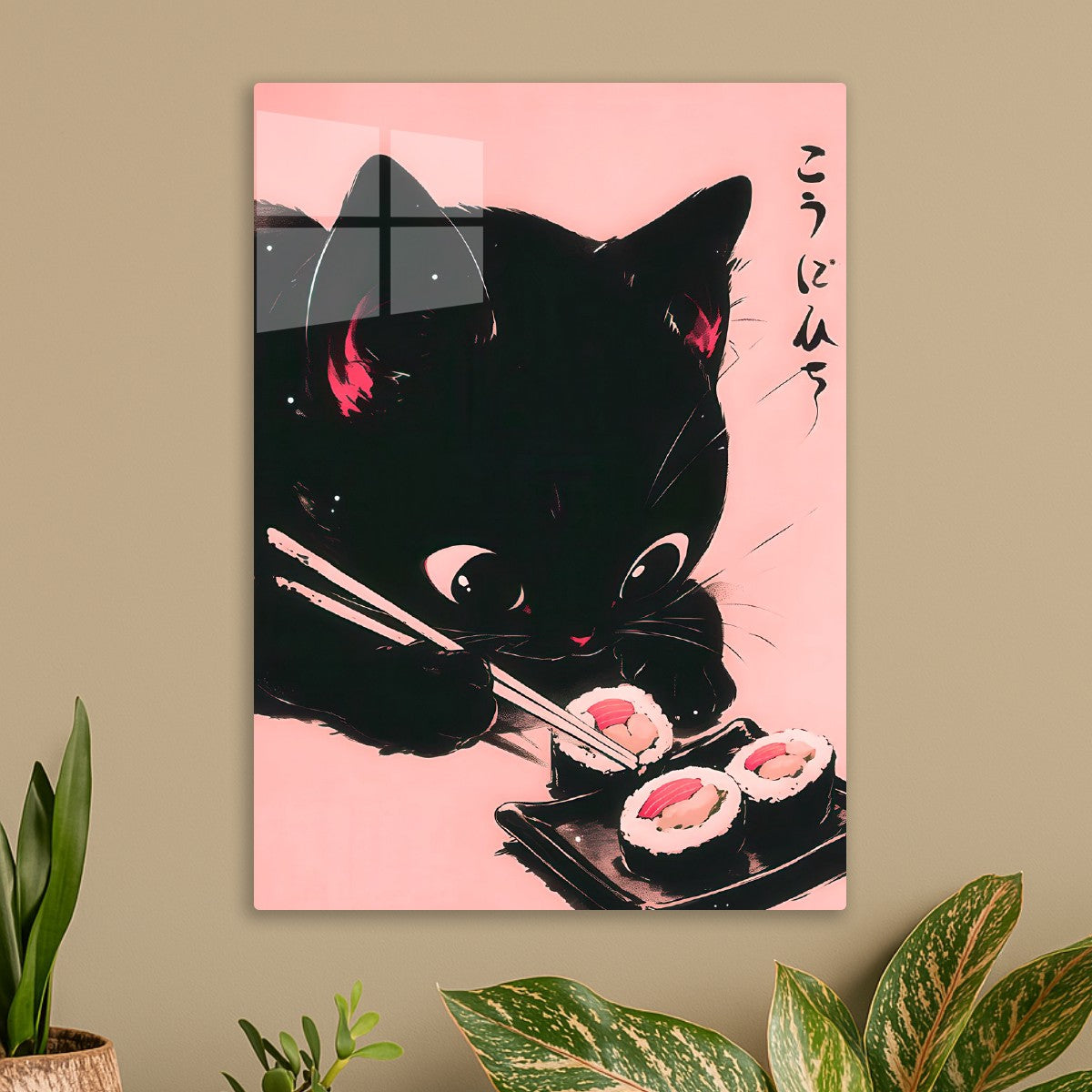 Cat eating sushi