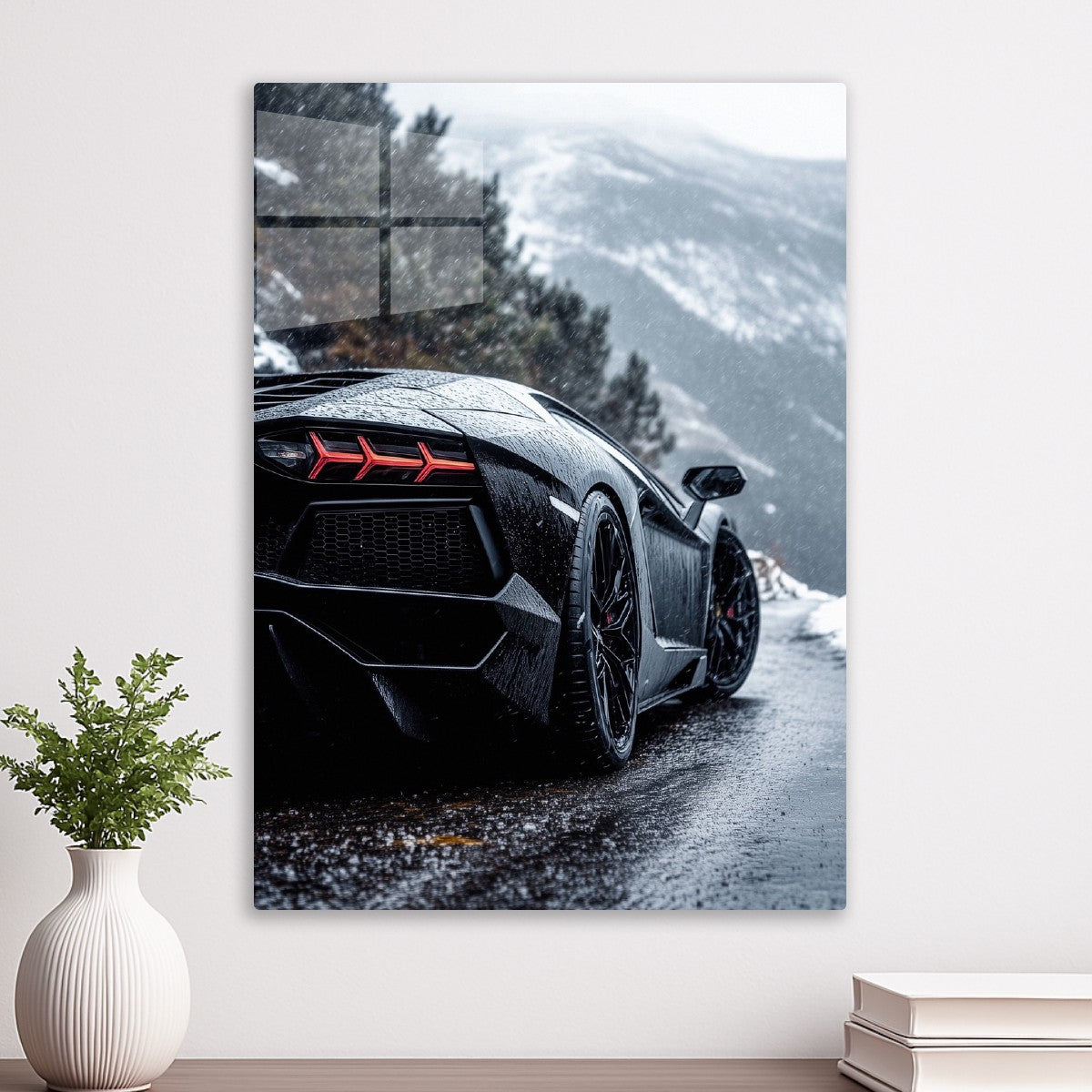 Wet Snowy Road Aventador 