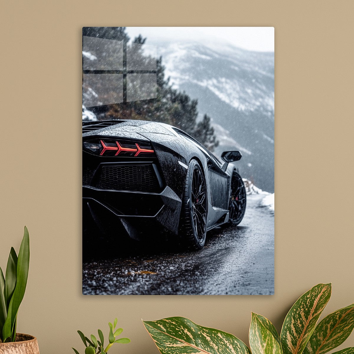 Wet Snowy Road Aventador 