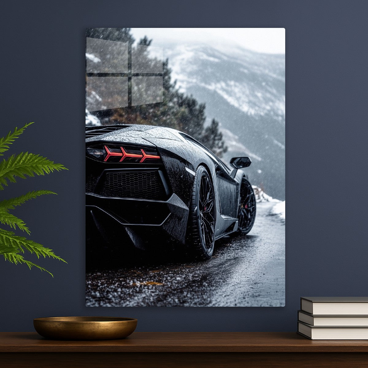 Wet Snowy Road Aventador 
