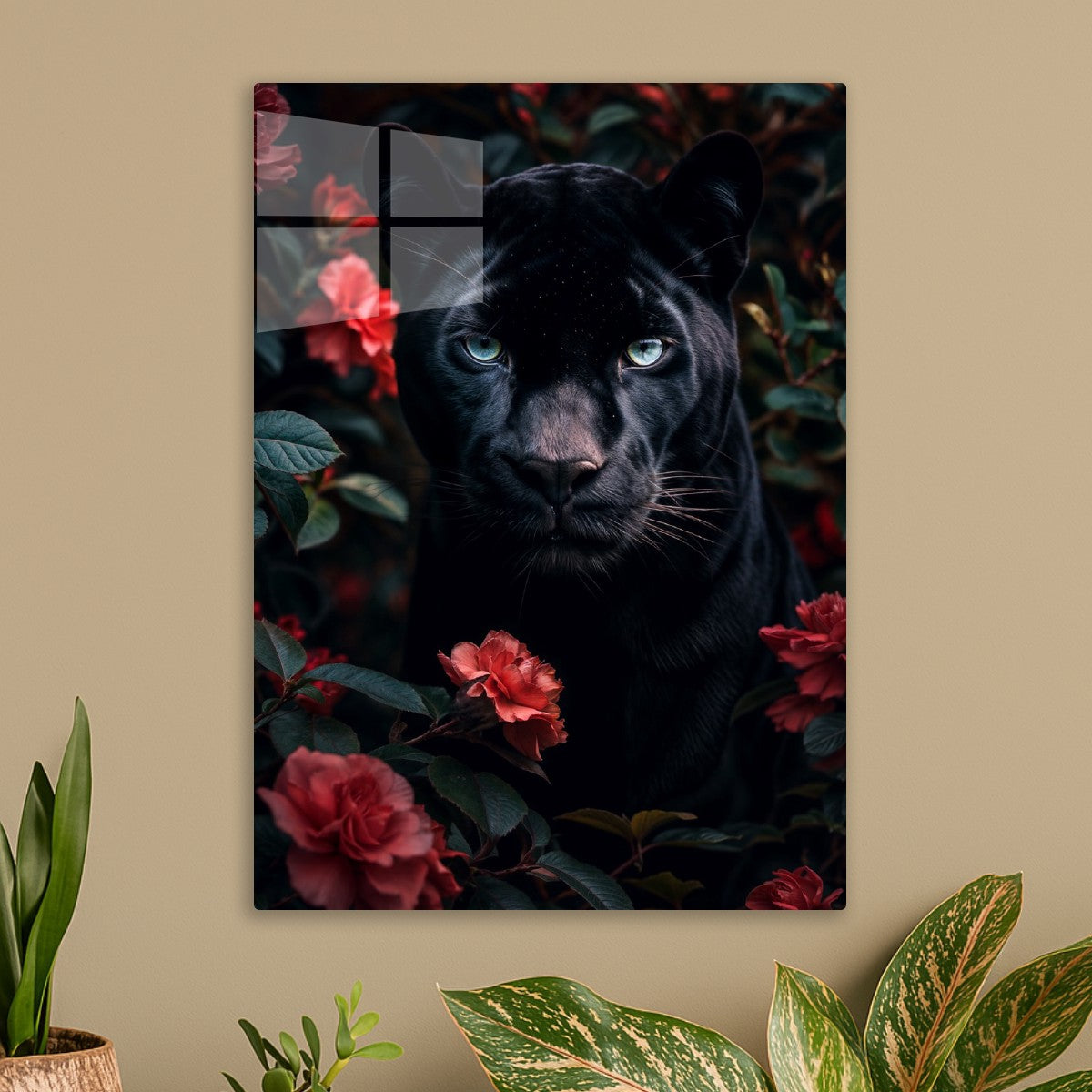 Black Panther Amidst Roses