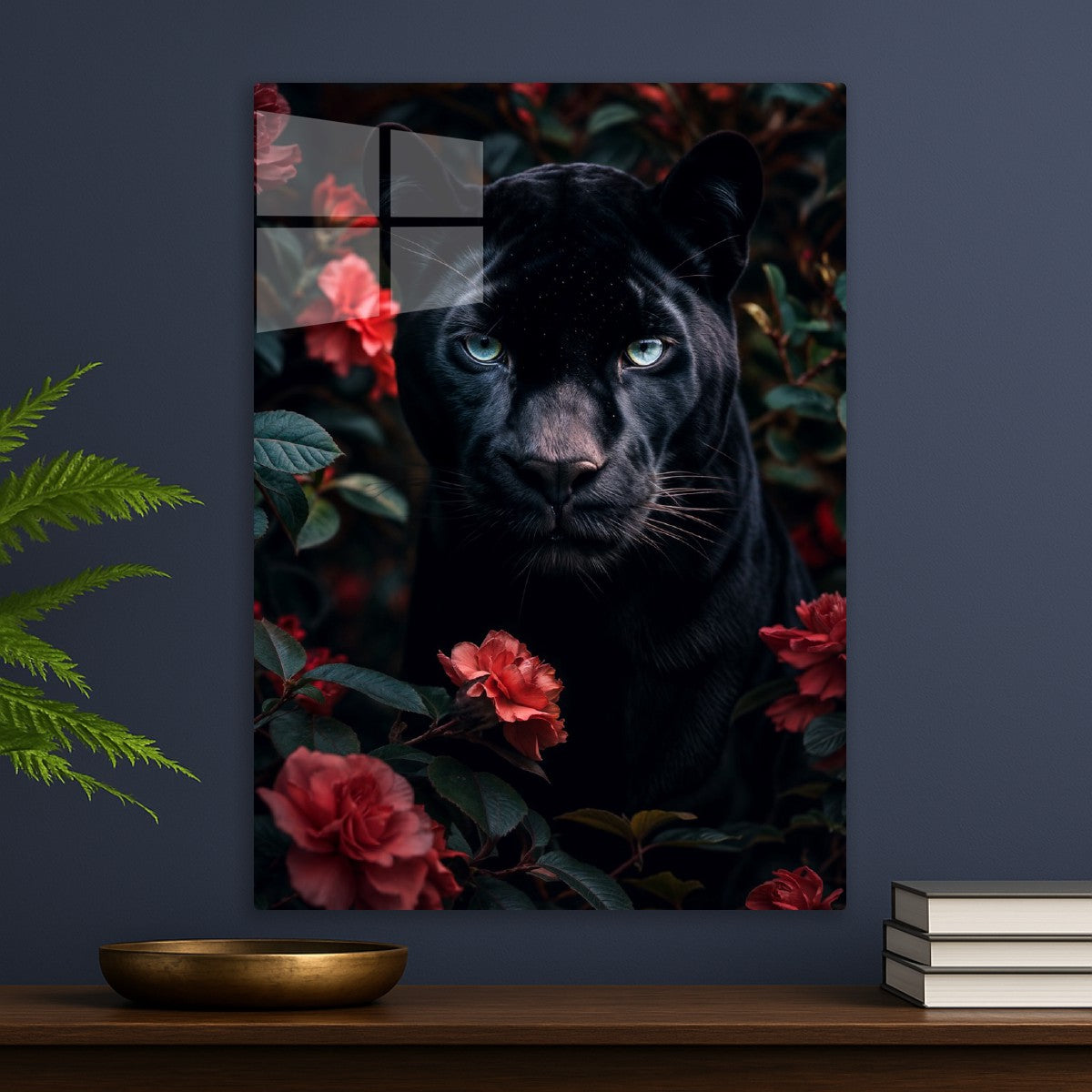 Black Panther Amidst Roses