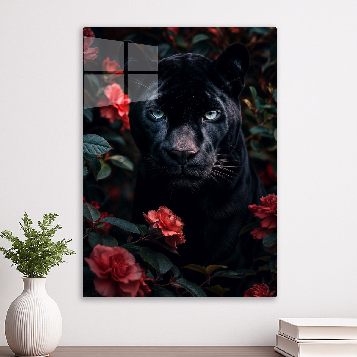 Black Panther Amidst Roses