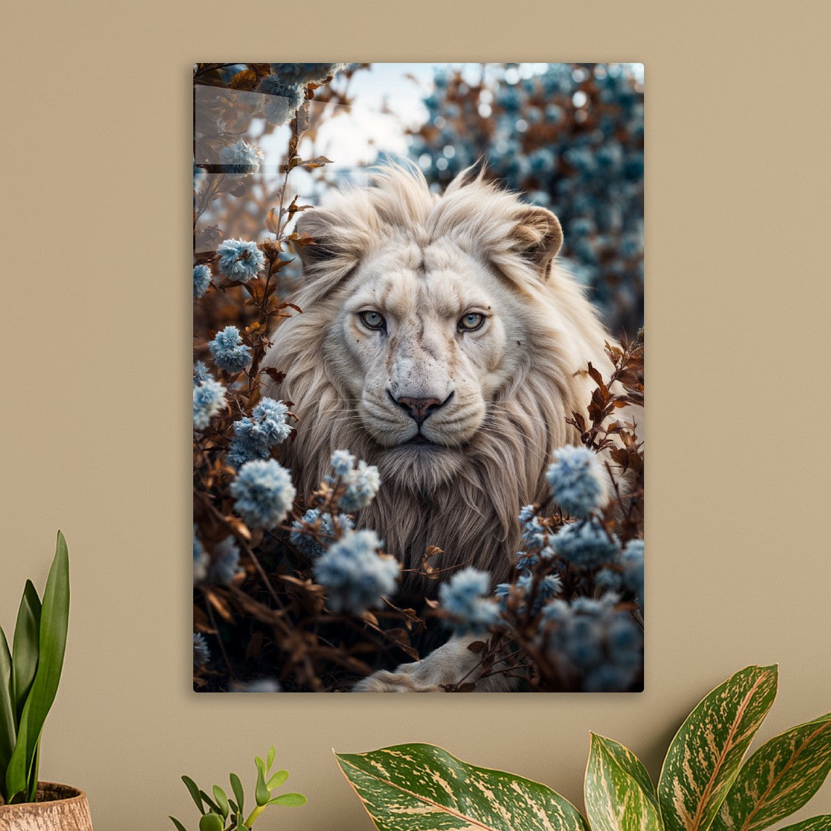 Beautiful Floral White Lion