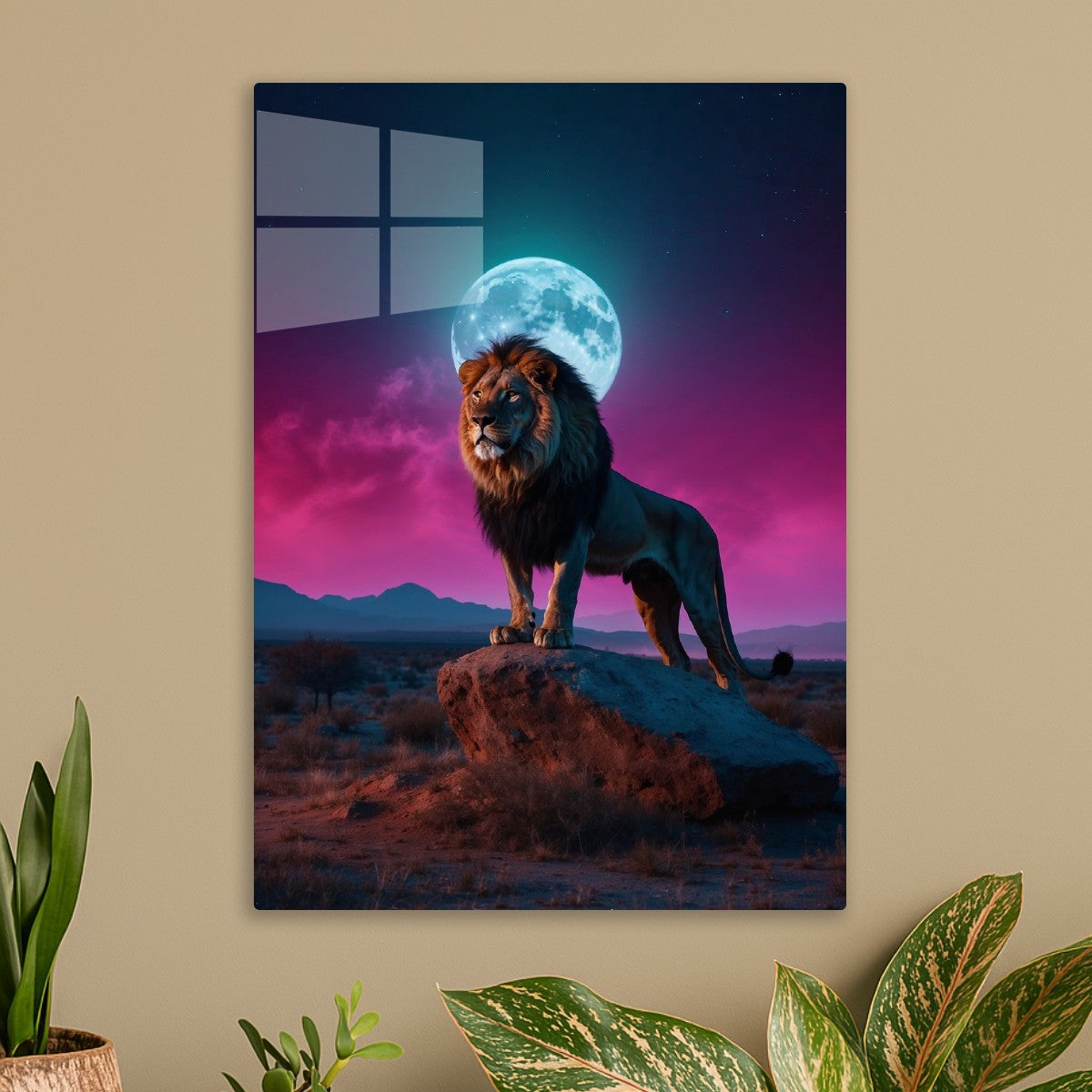 Pink moonlight lion