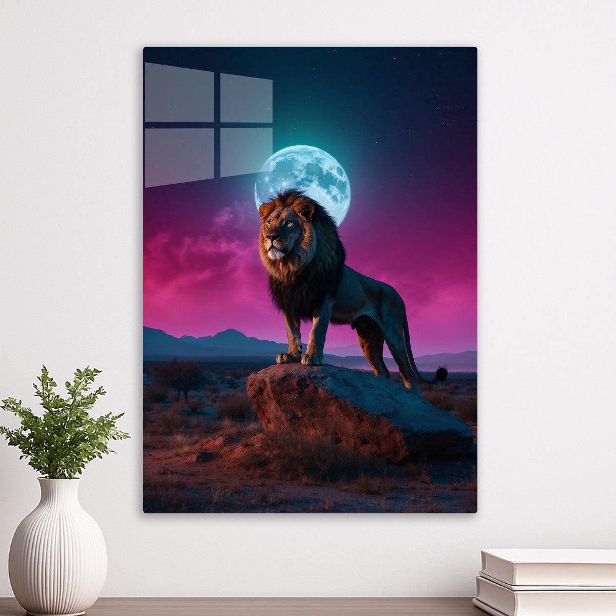 Pink moonlight lion