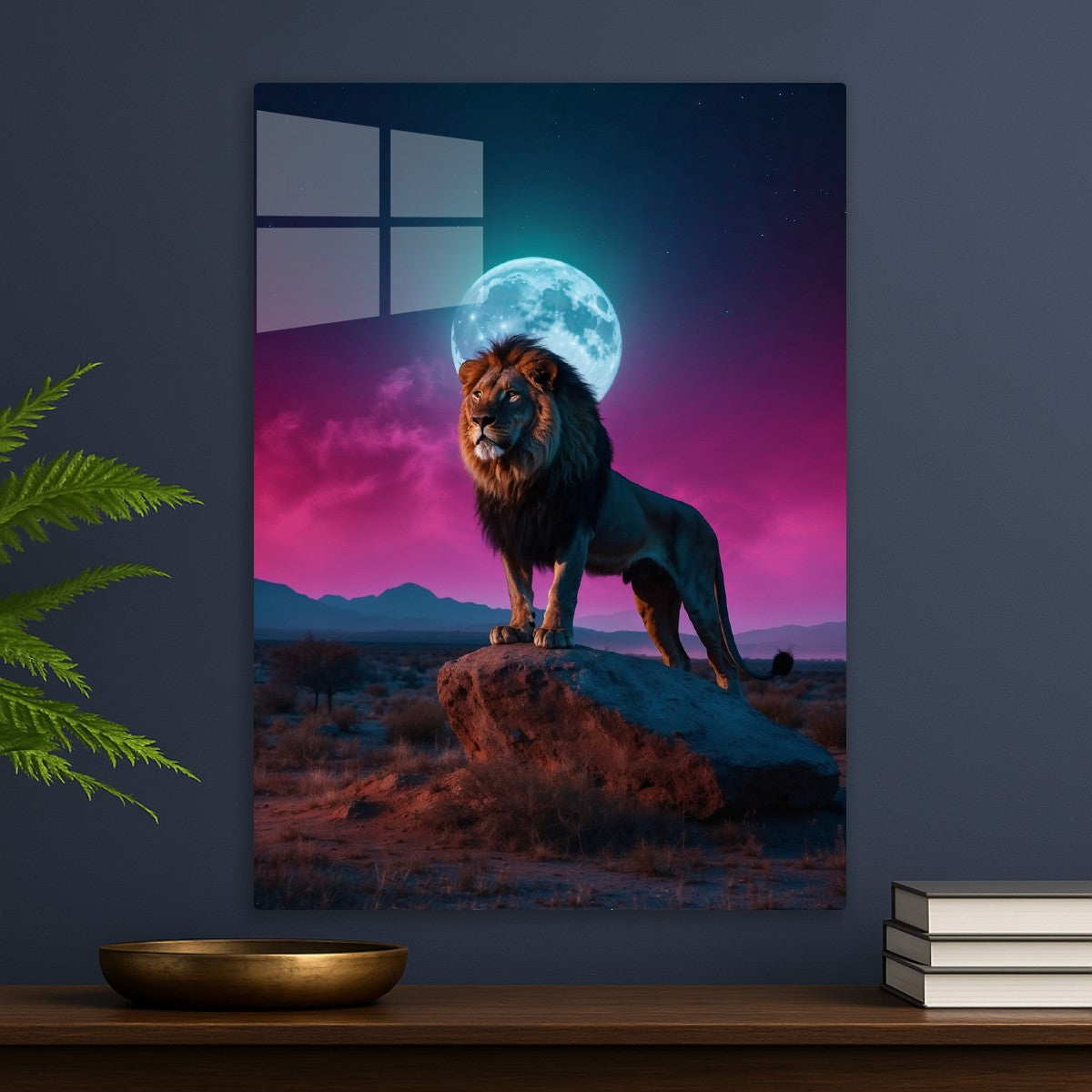 Pink moonlight lion