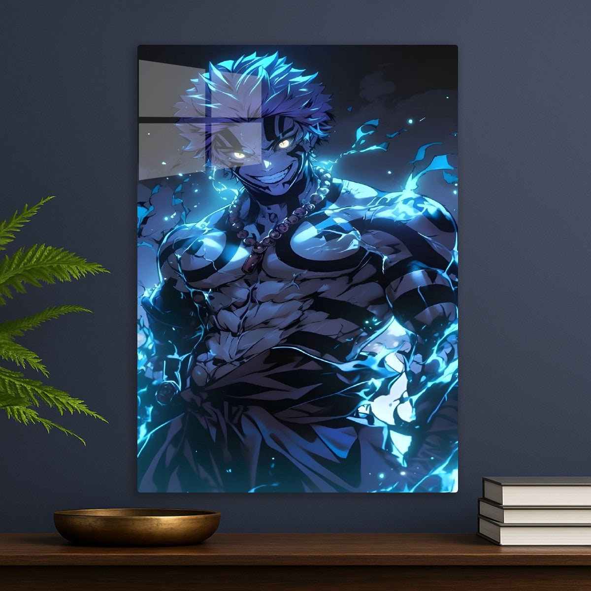 Akaza Glowing Blue Aura, Demon Slayer Kimetsu no Yaiba