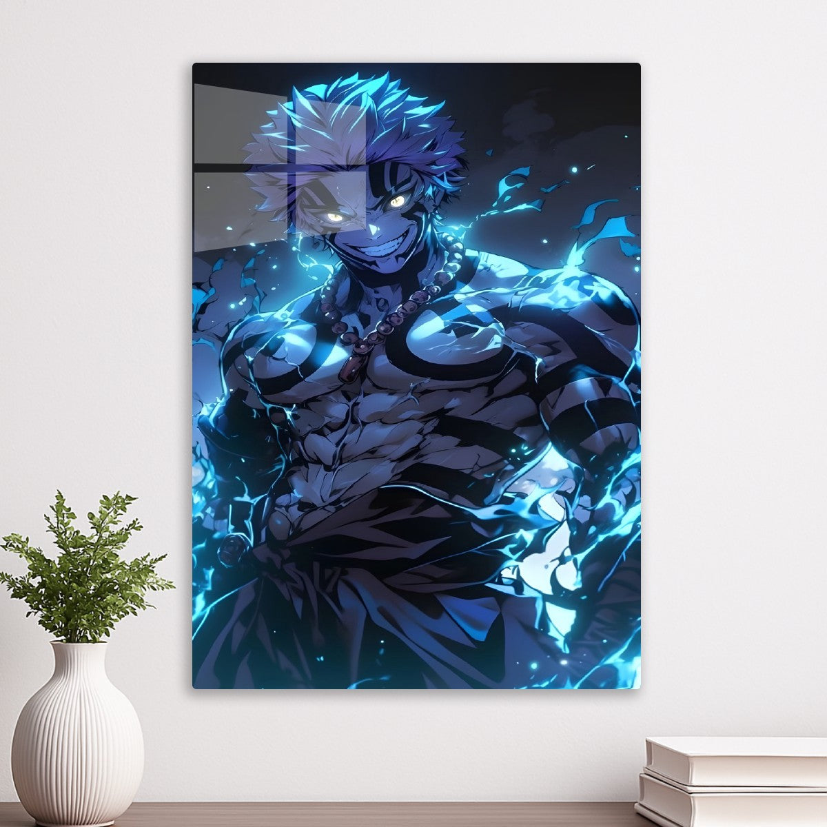Akaza Glowing Blue Aura, Demon Slayer Kimetsu no Yaiba