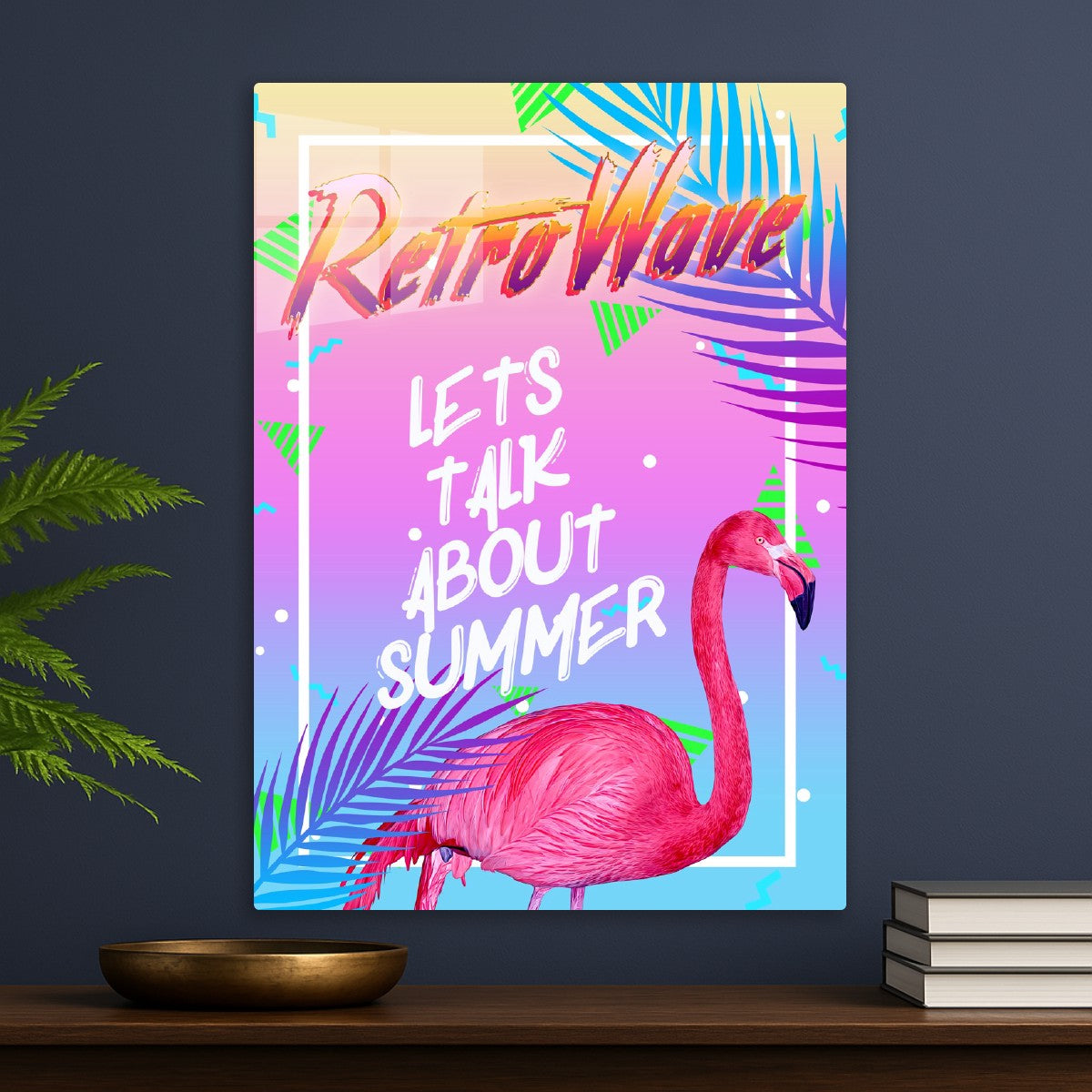 Retrowave: Summer and flamingo