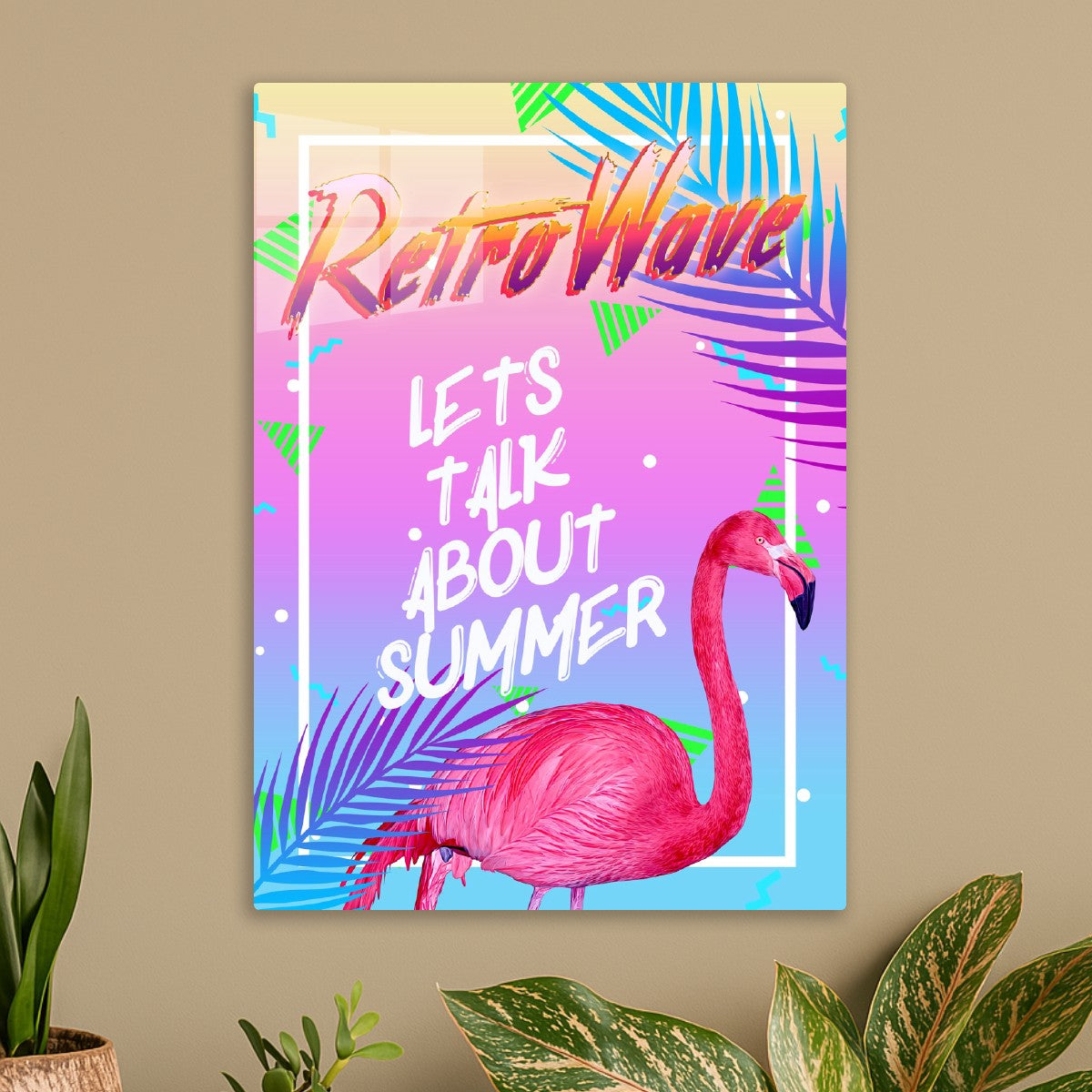 Retrowave: Summer and flamingo