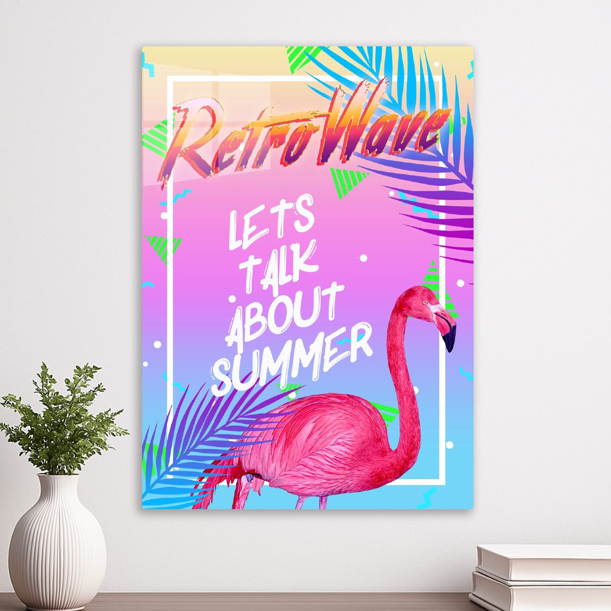 Retrowave: Summer and flamingo