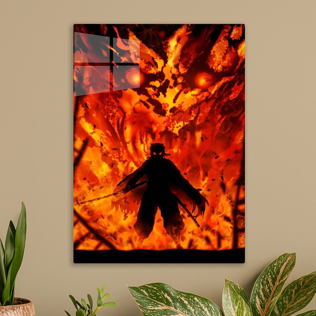 Kyōjurō Rengoku in flame, Demon Slayer