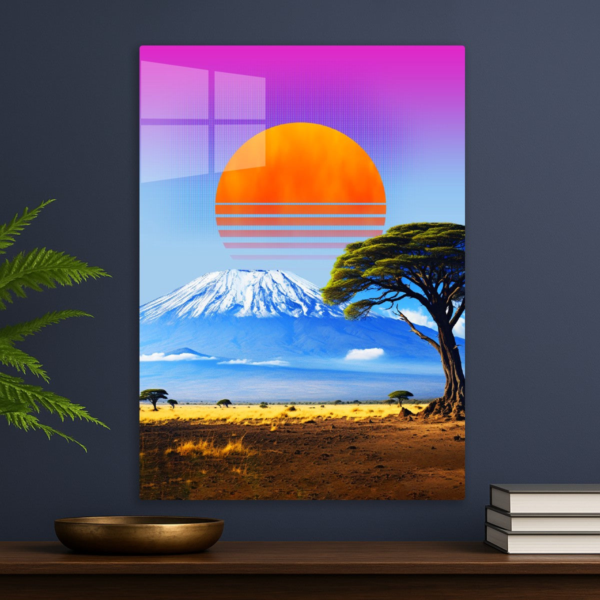 Synthwave sunset & mountain
