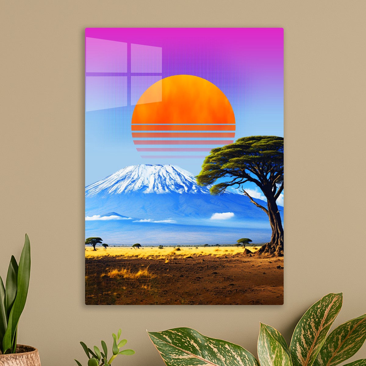 Synthwave sunset & mountain