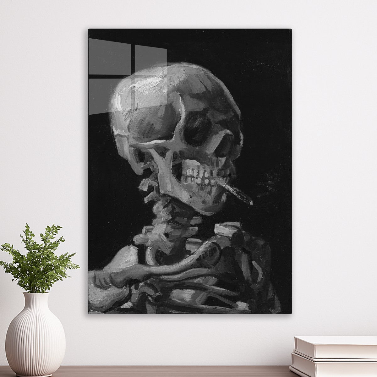 Skull of a Skeleton with Burning Cigarette