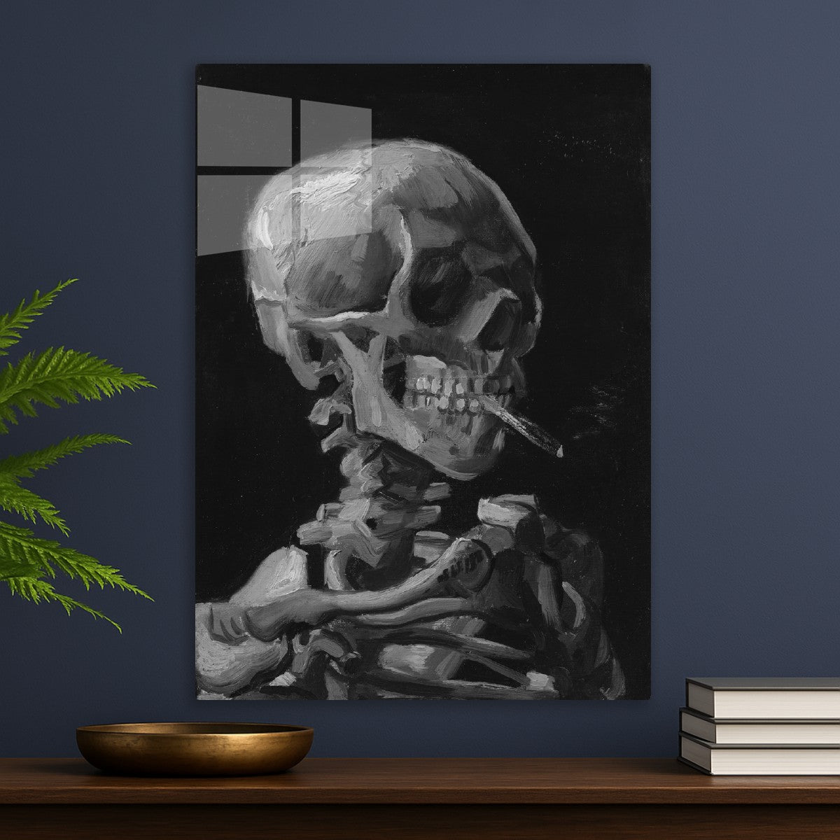 Skull of a Skeleton with Burning Cigarette