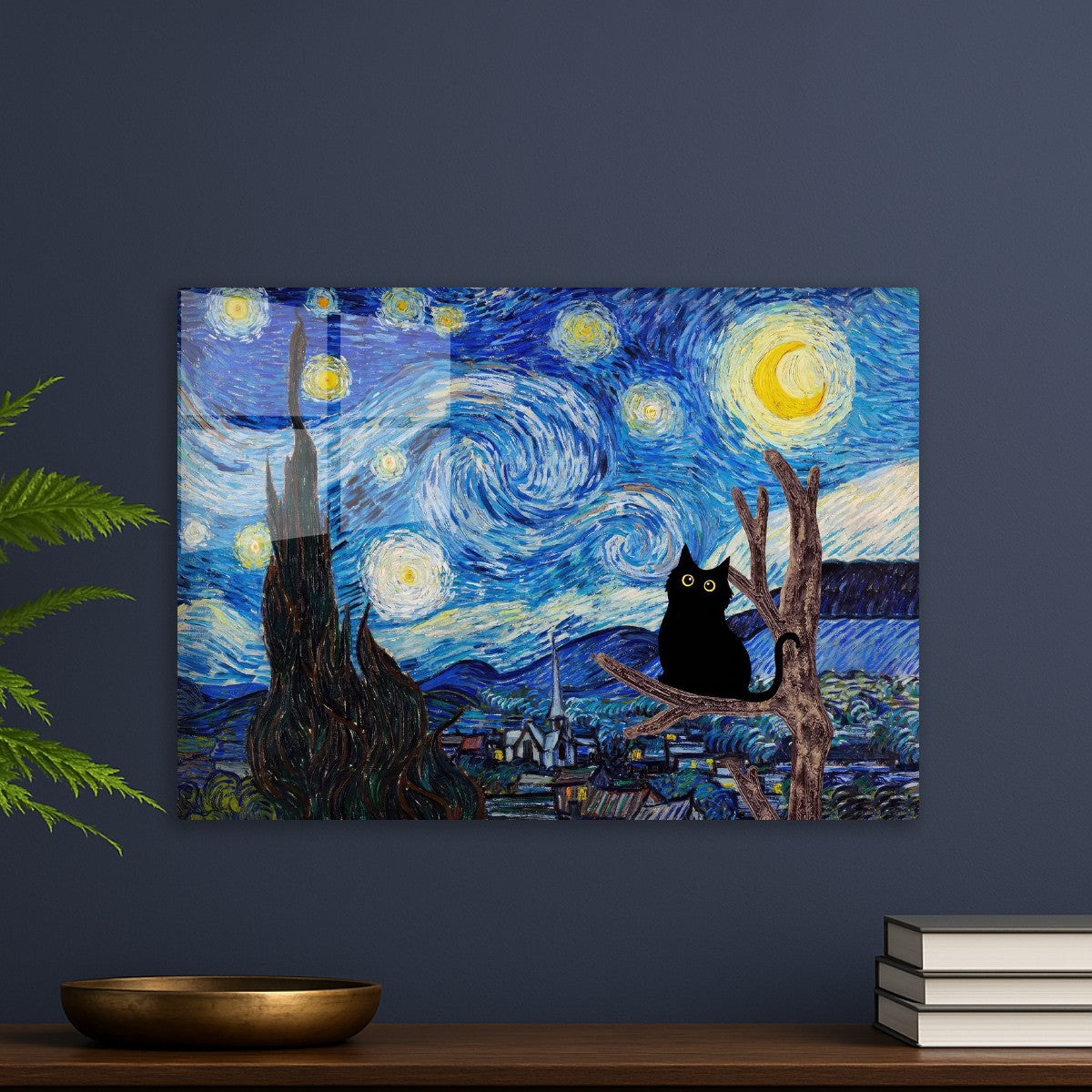 Black Fat cat Starry night 