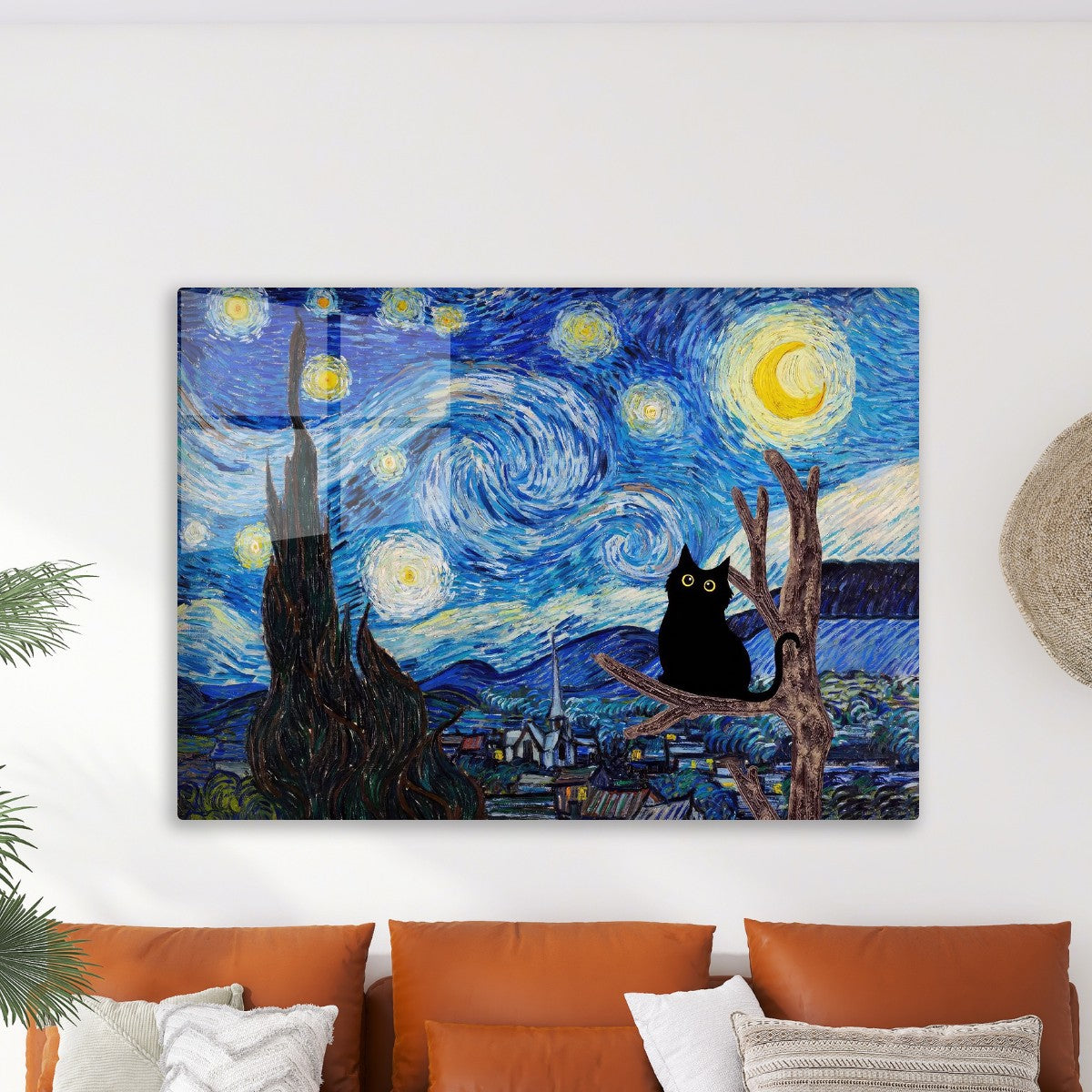 Black Fat cat Starry night 