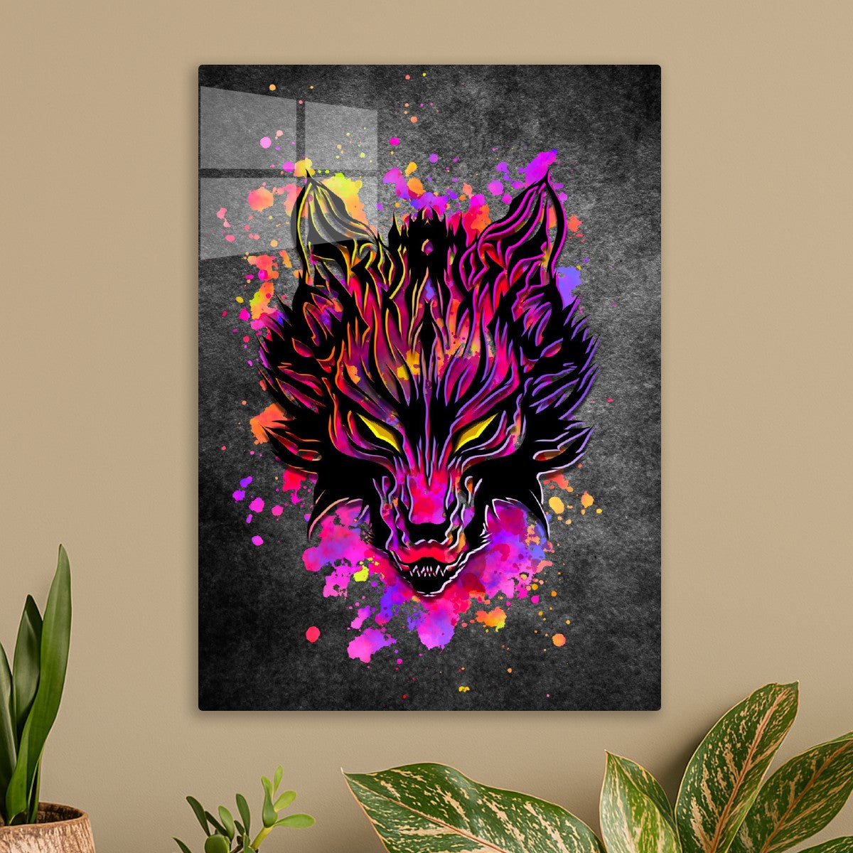 Vibrant Splatter Wolf
