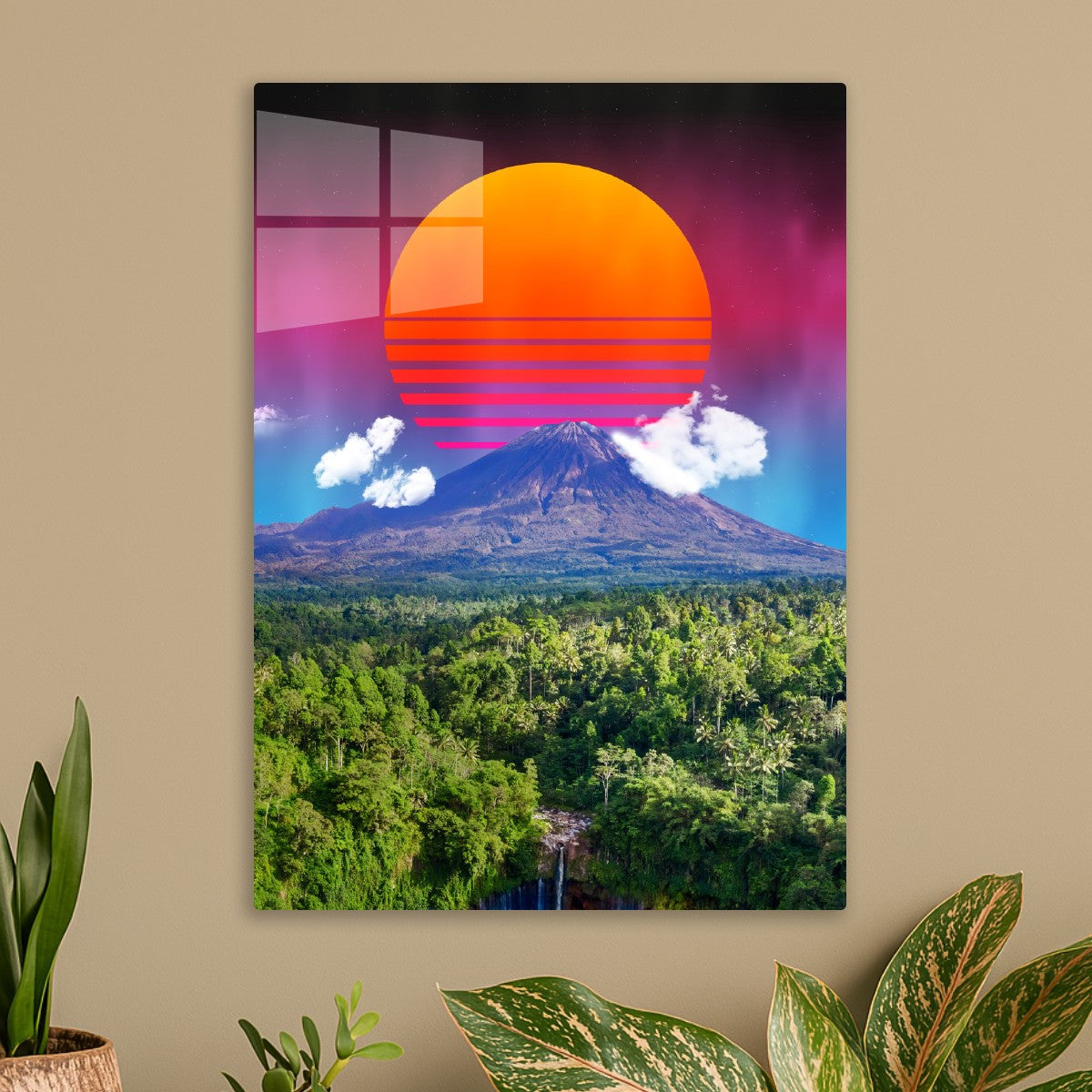 Synthwave sunset & mountain
