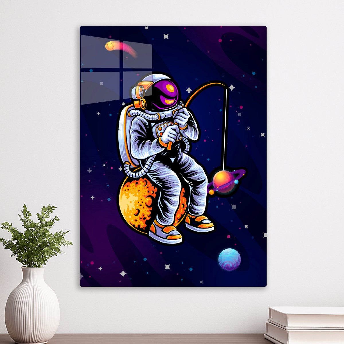 Astronaut fishing a star