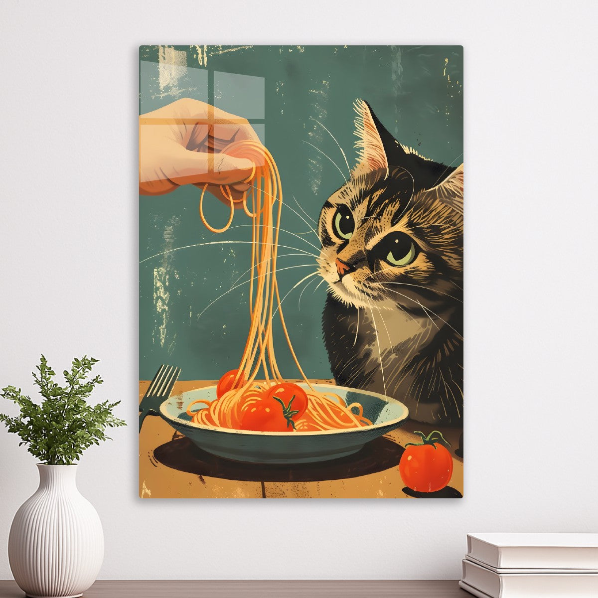 Cat Eating Spaghetti