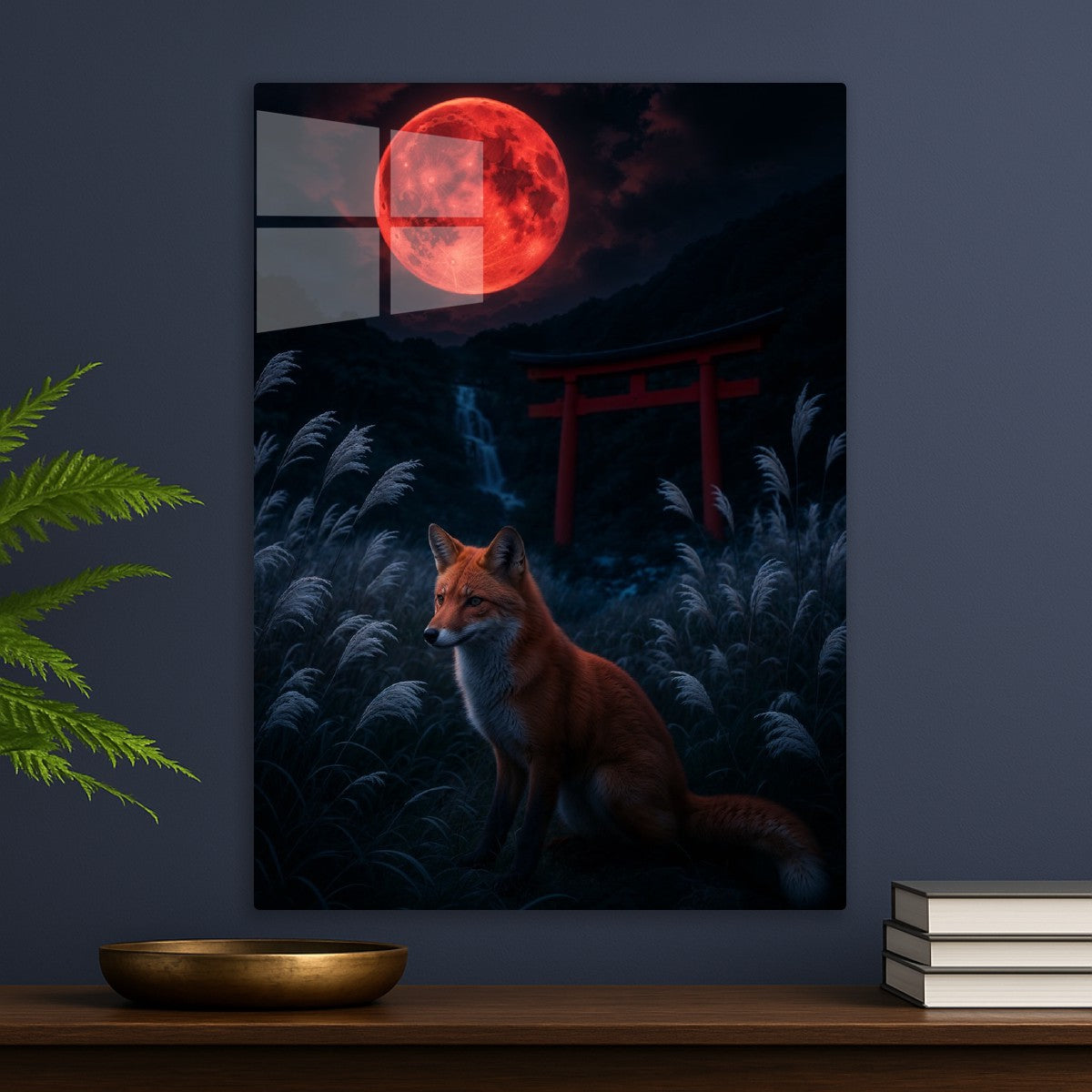 Wolf near Torii Gate, Japanese night