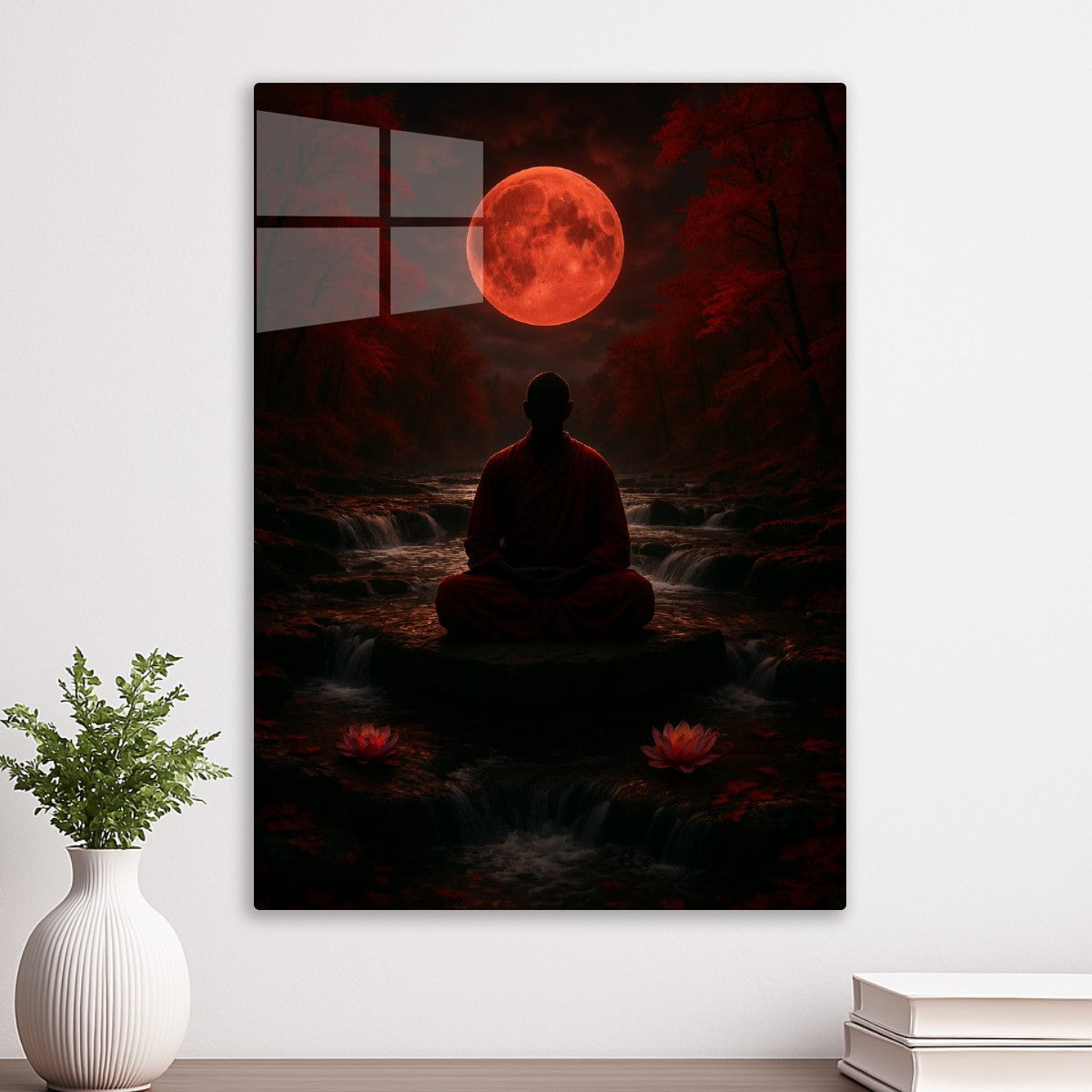 Red monk meditation