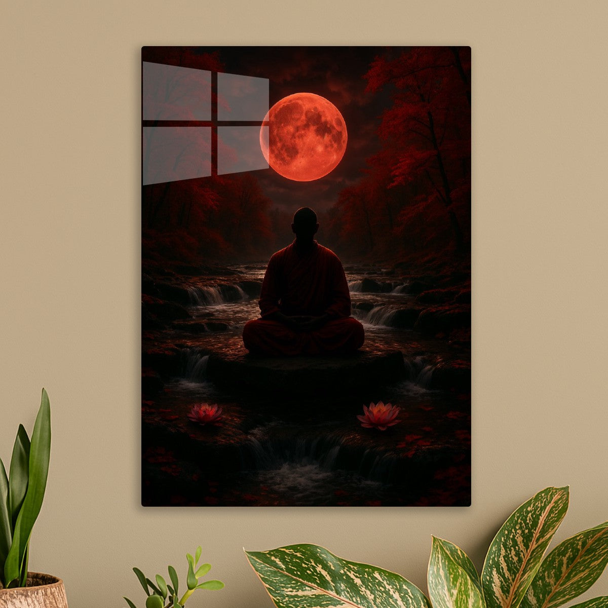 Red monk meditation