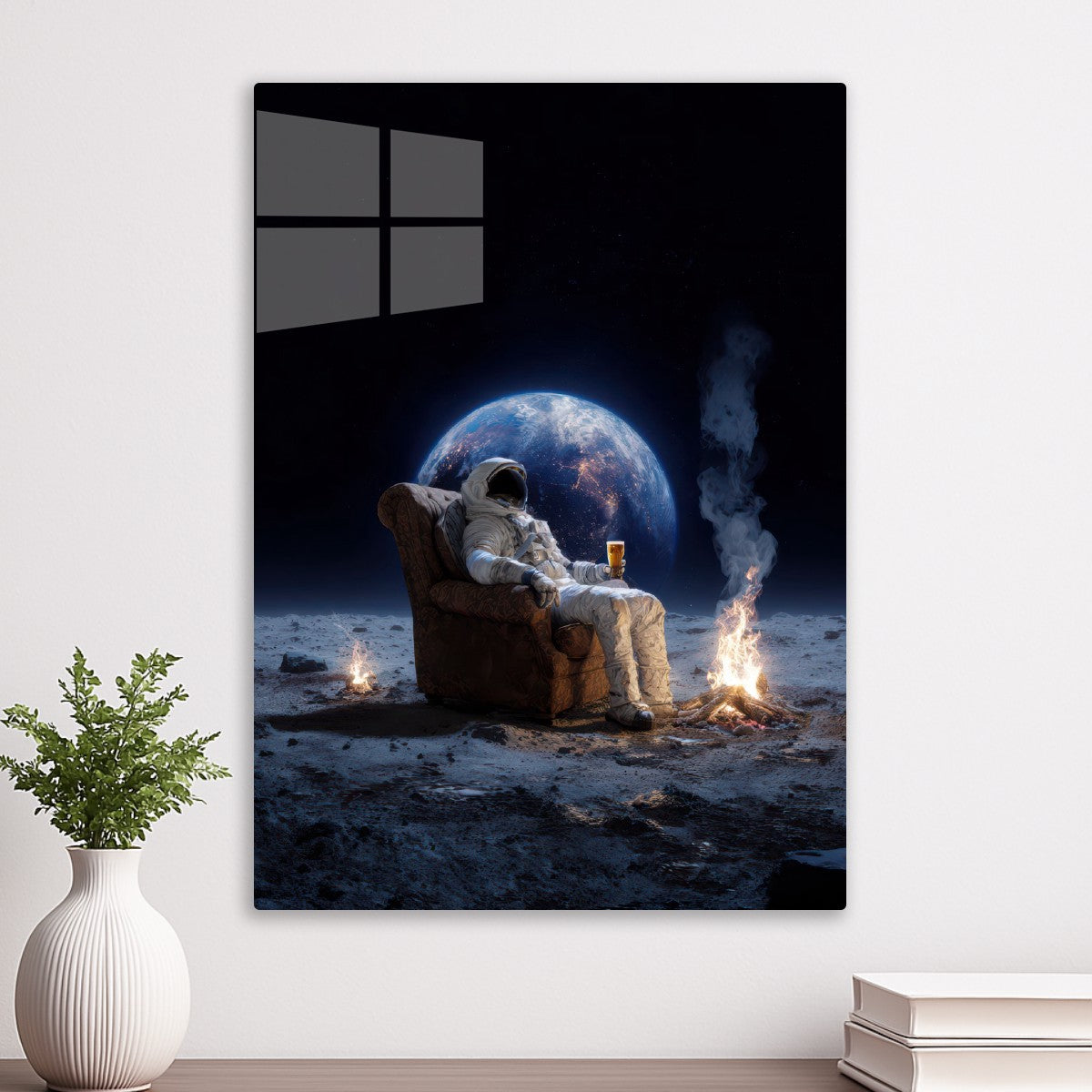 Astronaut drinks beer on moon