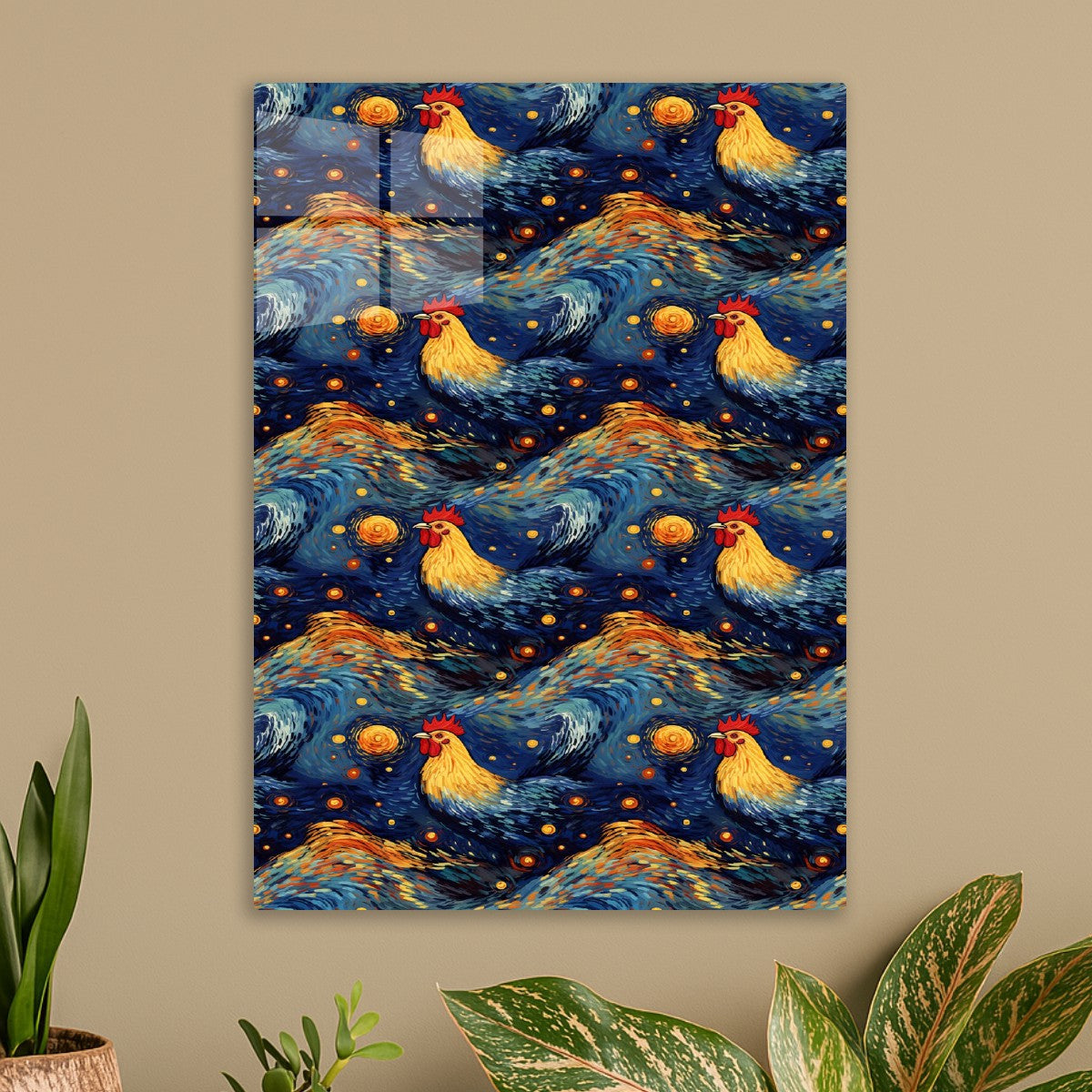 Cute Starry Watercolor Chicken