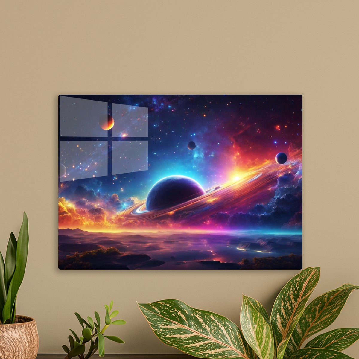 Cosmic space planet rainnbow