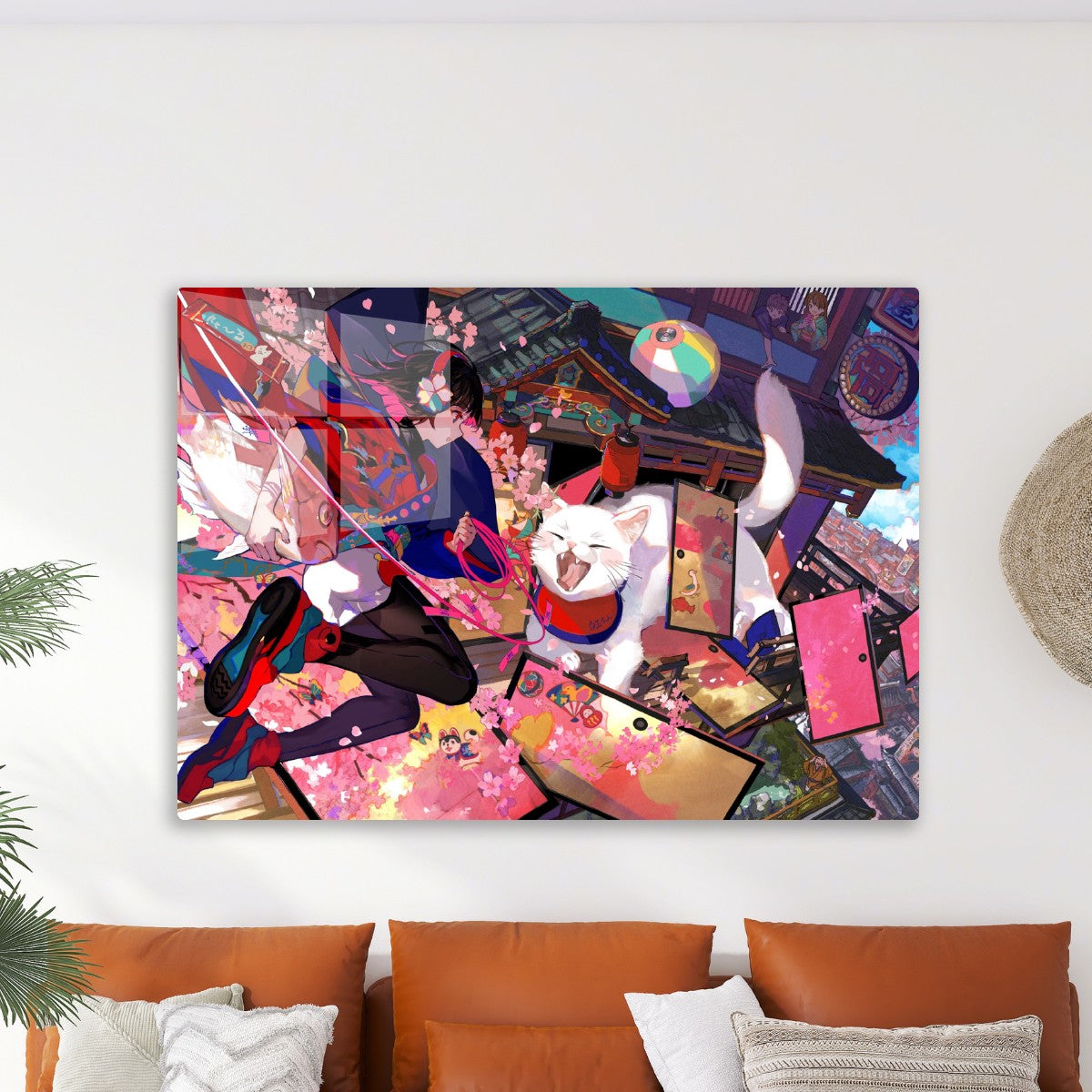 Japanese Anime girl with funny cat