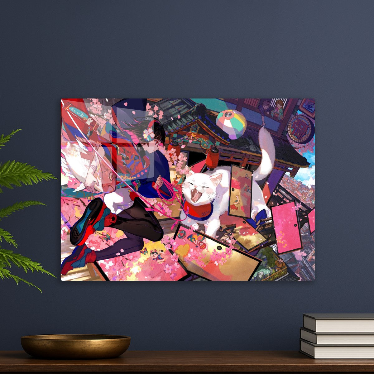 Japanese Anime girl with funny cat