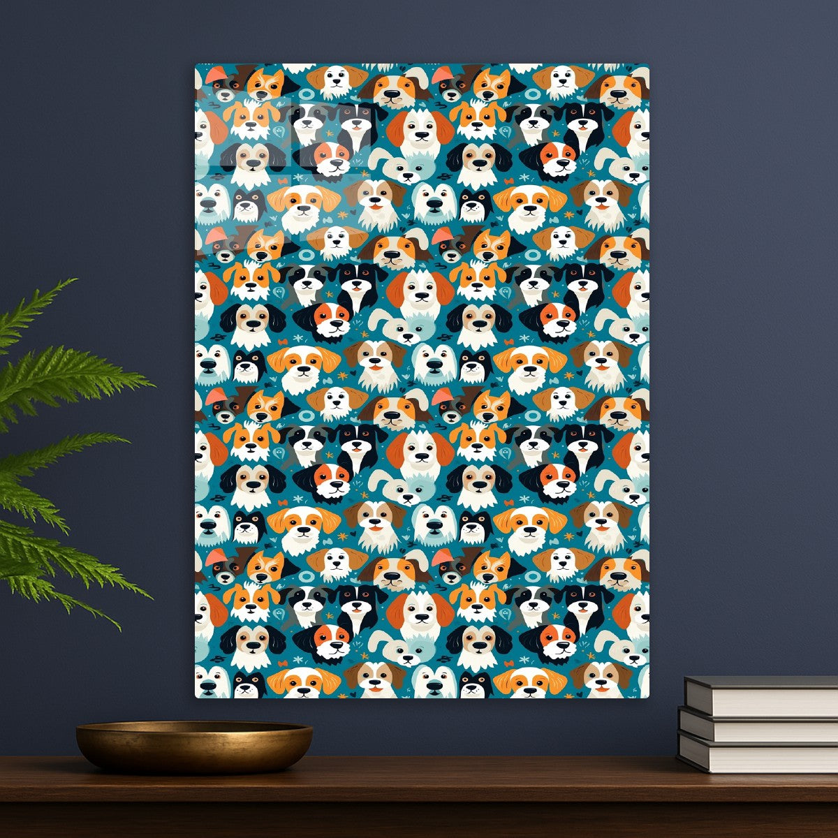 Cute Puppies Pattern On Teal