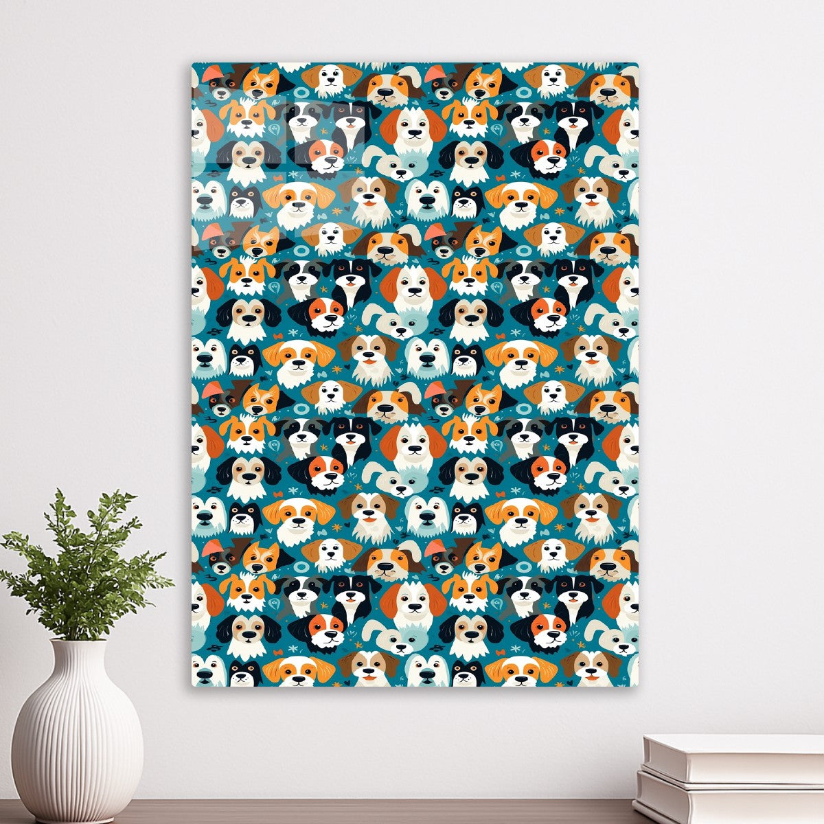 Cute Puppies Pattern On Teal