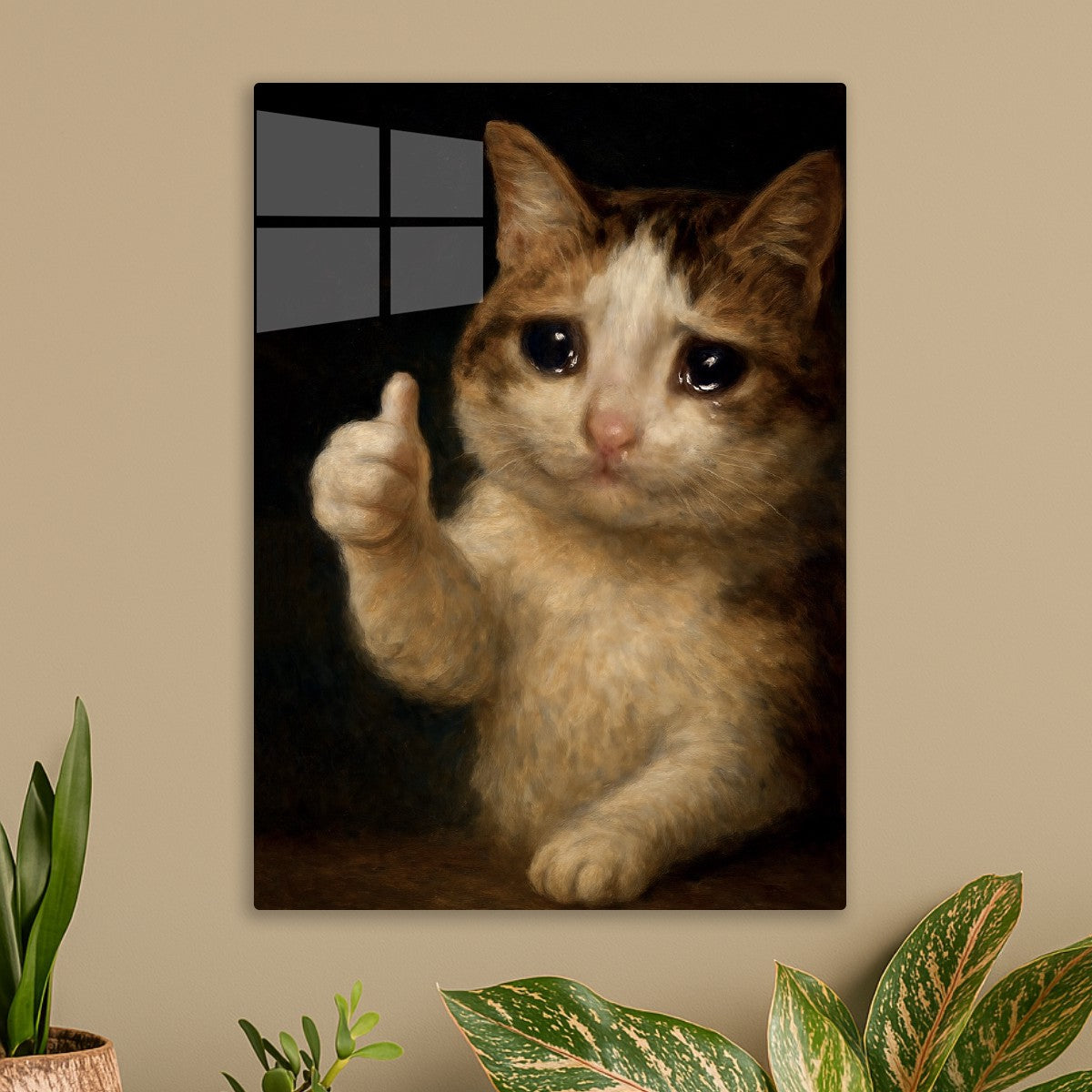 Thumbs Up Crying Cat